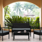 Manhattan Comfort Noli Modern 4-Piece Conversation Set in Black and Gray