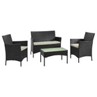 Manhattan Comfort Imperia Modern 4-Piece Conversation Set in Black and Cream