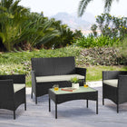 Manhattan Comfort Imperia Modern 4-Piece Conversation Set in Black and Cream