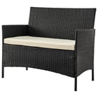 Manhattan Comfort Imperia Modern 4-Piece Conversation Set in Black and Cream