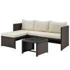Manhattan Comfort Menton Modern 3-Piece Sectional Set in Brown and Cream