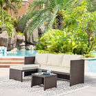 Manhattan Comfort Menton Modern 3-Piece Sectional Set in Brown and Cream