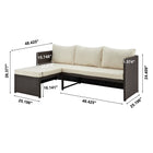 Manhattan Comfort Menton Modern 3-Piece Sectional Set in Brown and Cream