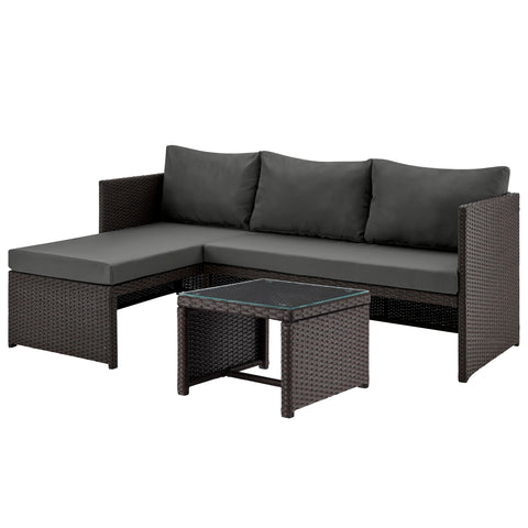Manhattan Comfort Menton Modern 3-Piece Sectional Set in Brown and Gray