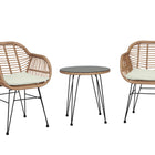 Manhattan Comfort Antibes Modern 3-Piece Conversation Set in Tan and Cream