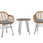 Manhattan Comfort Antibes Modern 3-Piece Conversation Set in Tan and Gray