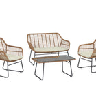 Manhattan Comfort Antibes Modern 4-Piece Conversation Set in Tan and Cream