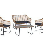 Manhattan Comfort Antibes Modern 4-Piece Conversation Set in Tan and Gray
