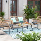 Manhattan Comfort Antibes Modern 4-Piece Conversation Set in Tan and Gray
