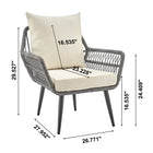 Manhattan Comfort Cannes Modern 3-Piece Conversation Set in Gray and Cream