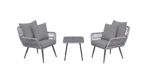 Manhattan Comfort Cannes Modern 3-Piece Conversation Set in Gray