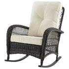Manhattan Comfort Fruttuo Traditional Upholstered Rocking Chair in Cream and Black