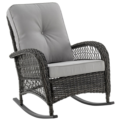 Manhattan Comfort Fruttuo Traditional Upholstered Rocking Chair in Gray