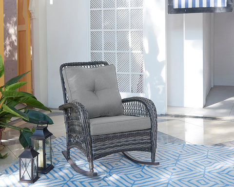 Manhattan Comfort Fruttuo Traditional Upholstered Rocking Chair in Gray