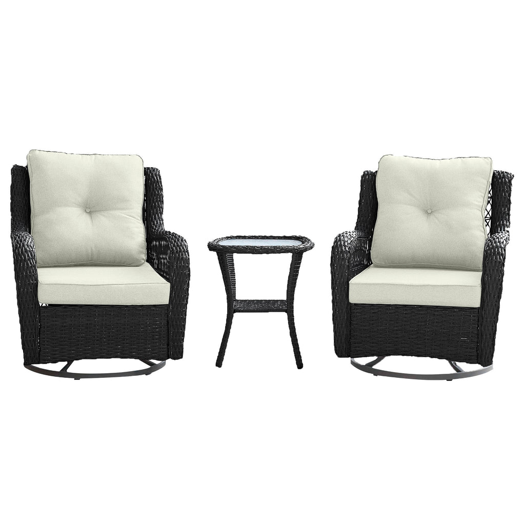 Manhattan Comfort Fruttuo Traditional 3-Piece Conversation Set in Cream and Black