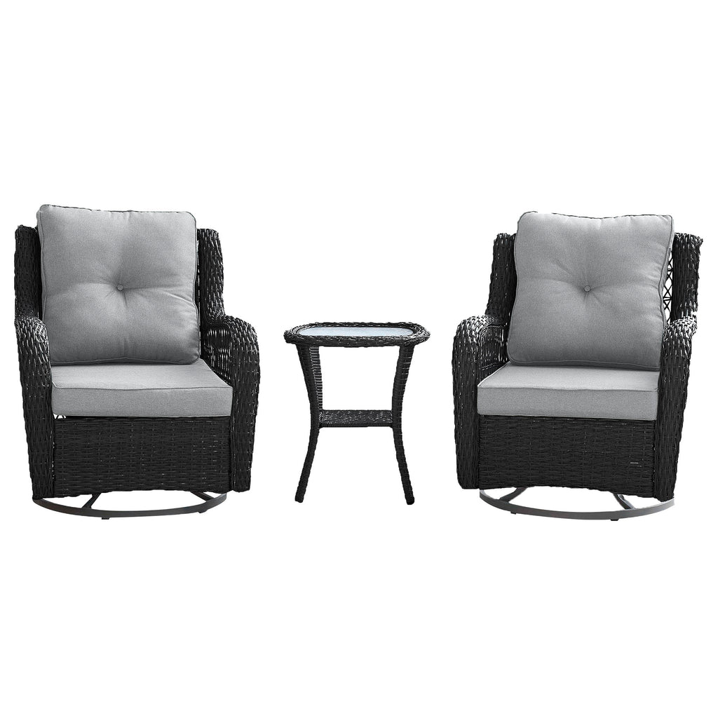 Manhattan Comfort Fruttuo Traditional 3-Piece Conversation Set in Gray