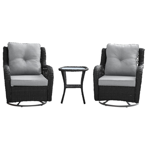 Manhattan Comfort Fruttuo Traditional 3-Piece Conversation Set in Gray