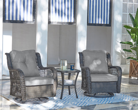 Manhattan Comfort Fruttuo Traditional 3-Piece Conversation Set in Gray