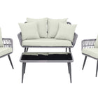 Manhattan Comfort Portofino Modern 4-Piece Conversation Set in Gray and Cream