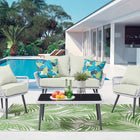 Manhattan Comfort Portofino Modern 4-Piece Conversation Set in Gray and Cream