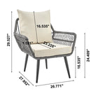Manhattan Comfort Portofino Modern 4-Piece Conversation Set in Gray and Cream