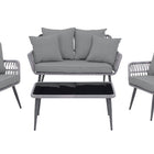 Manhattan Comfort Portofino Modern 4-Piece Conversation Set in Gray