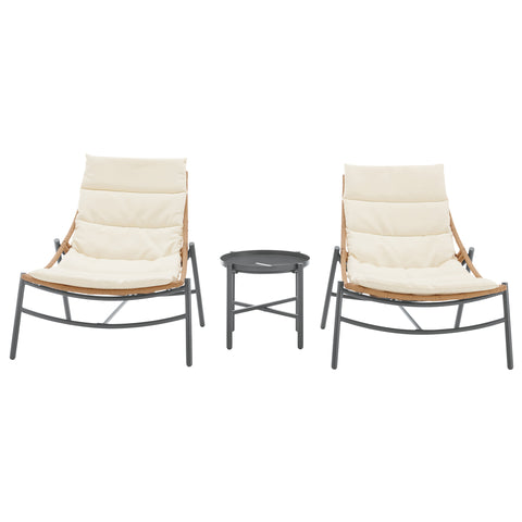 Manhattan Comfort Sunset Modern 3-Piece Conversation Set in Cream