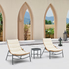 Manhattan Comfort Sunset Modern 3-Piece Conversation Set in Cream