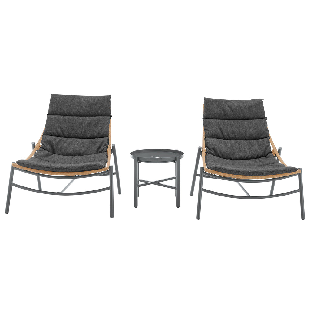 Manhattan Comfort Sunset Modern 3-Piece Conversation Set in Gray