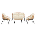Manhattan Comfort Pine Modern 4-Piece Conversation Set in Cream