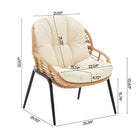 Manhattan Comfort Pine Modern 4-Piece Conversation Set in Cream