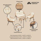 Manhattan Comfort Pine Modern 4-Piece Conversation Set in Cream