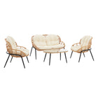Manhattan Comfort Pine Modern 4-Piece Conversation Set in Cream