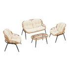 Manhattan Comfort Pine Modern 4-Piece Conversation Set in Cream