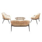 Manhattan Comfort Pine Modern 4-Piece Conversation Set in Cream