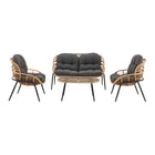 Manhattan Comfort Pine Modern 4-Piece Conversation Set in Gray