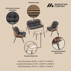 Manhattan Comfort Pine Modern 4-Piece Conversation Set in Gray