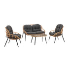 Manhattan Comfort Pine Modern 4-Piece Conversation Set in Gray