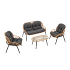Manhattan Comfort Pine Modern 4-Piece Conversation Set in Gray