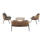 Manhattan Comfort Pine Modern 4-Piece Conversation Set in Gray