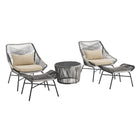 Manhattan Comfort Ashland Modern 5-Piece Conversation Set in Cream