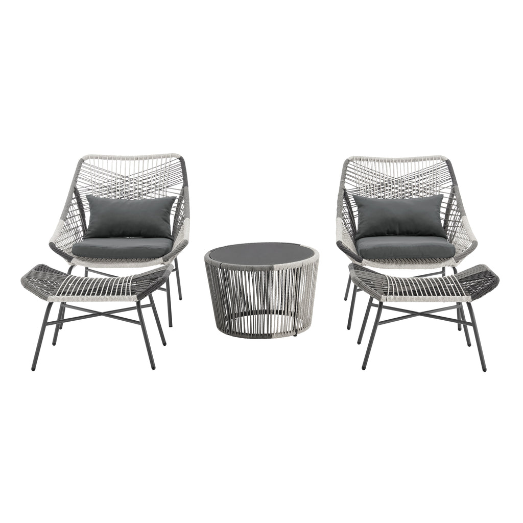 Manhattan Comfort Ashland Modern 5-Piece Conversation Set in Gray