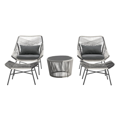 Manhattan Comfort Ashland Modern 5-Piece Conversation Set in Gray
