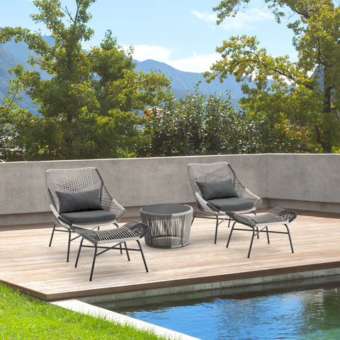 Manhattan Comfort Ashland Modern 5-Piece Conversation Set in Gray