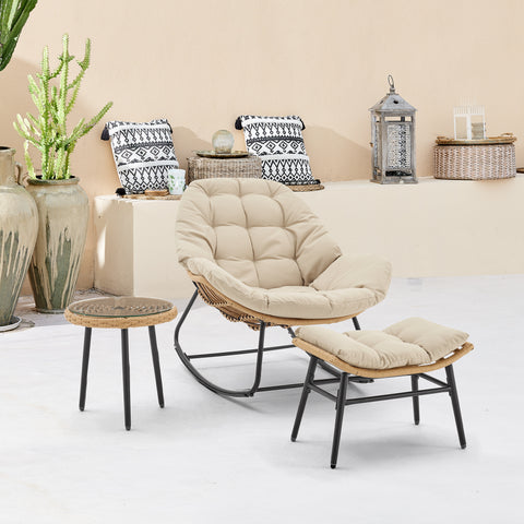 Manhattan Comfort Benson Modern 3-Piece Lounge Chair Set in Cream