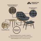 Manhattan Comfort Benson Modern 3-Piece Lounge Chair Set in Gray