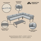 Manhattan Comfort Sunnyside Modern 2-Piece Conversation Set in Gray