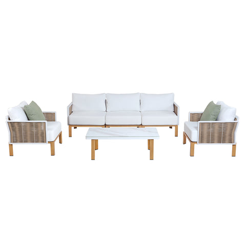 Manhattan Comfort Vine Modern 4-Piece Conversation Set in White