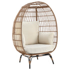 Manhattan Comfort Spezia Modern Upholstered Freestanding Egg Chair in Tan and Cream