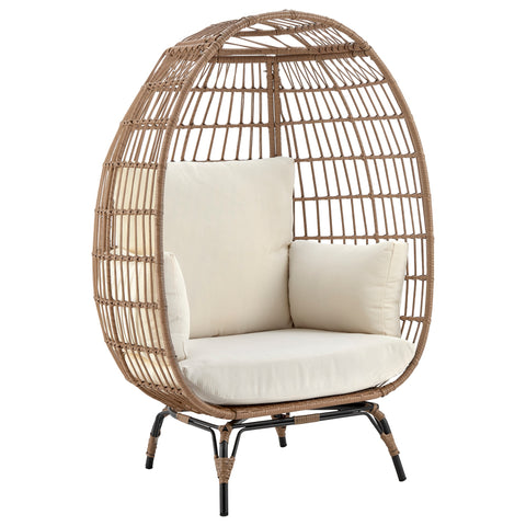 Manhattan Comfort Spezia Modern Upholstered Freestanding Egg Chair in Tan and Cream